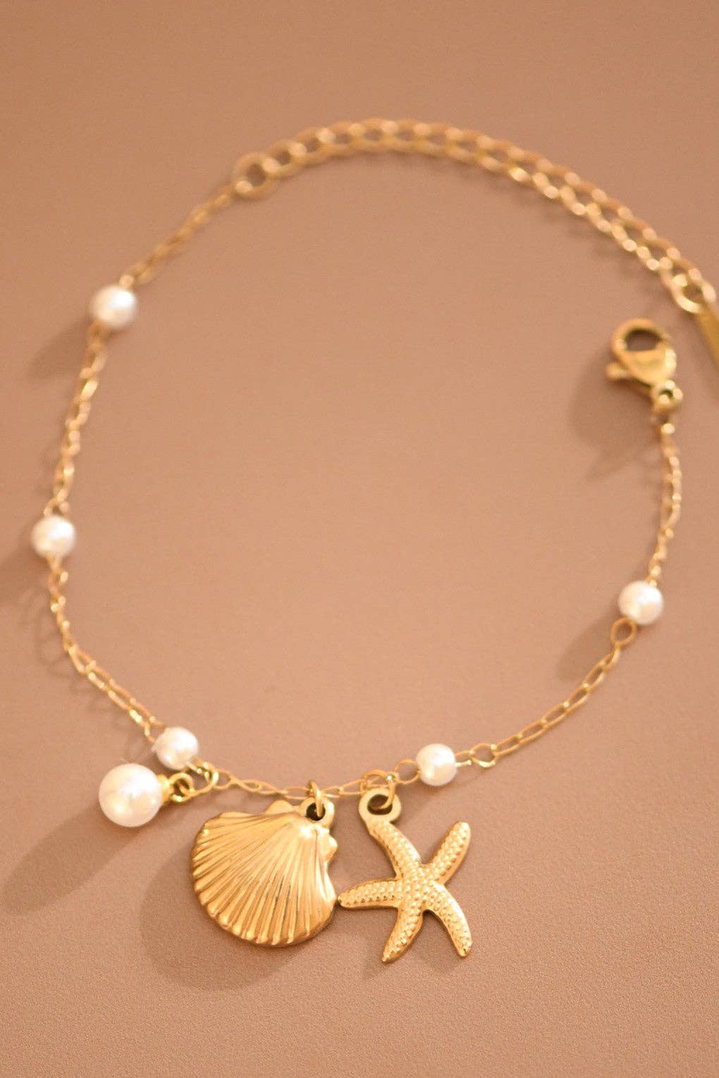 18K Gold Plated Stainless Steel Seashell Charm Bracelet
