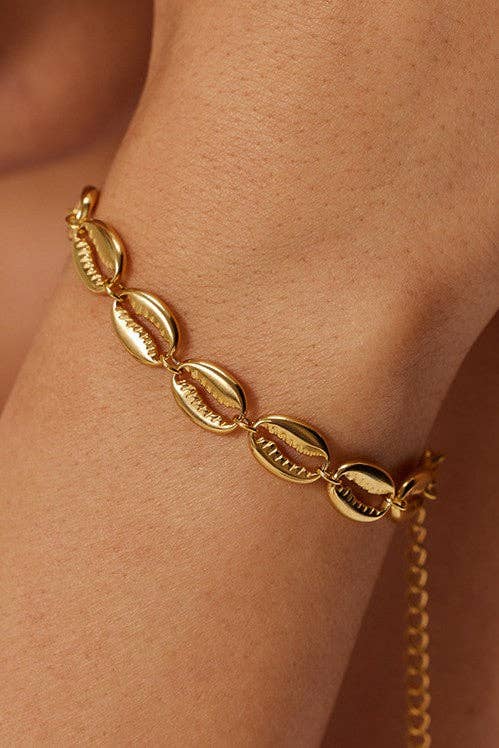 18K Gold Plated Stainless Steel Cowrie Shell Bracelet-7180