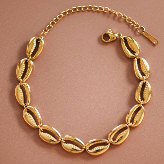 18K Gold Plated Stainless Steel Cowrie Shell Bracelet