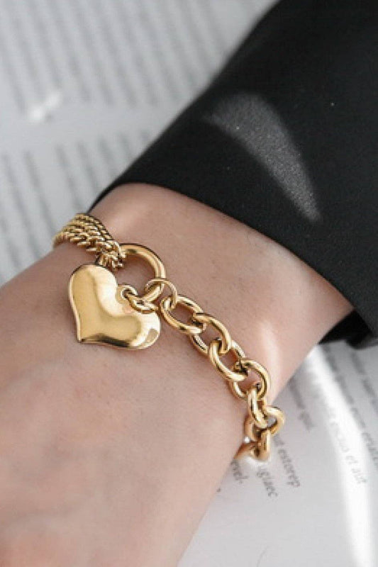 18K Gold Plated Waterproof Stainless Steel Chain Bracelet-7363