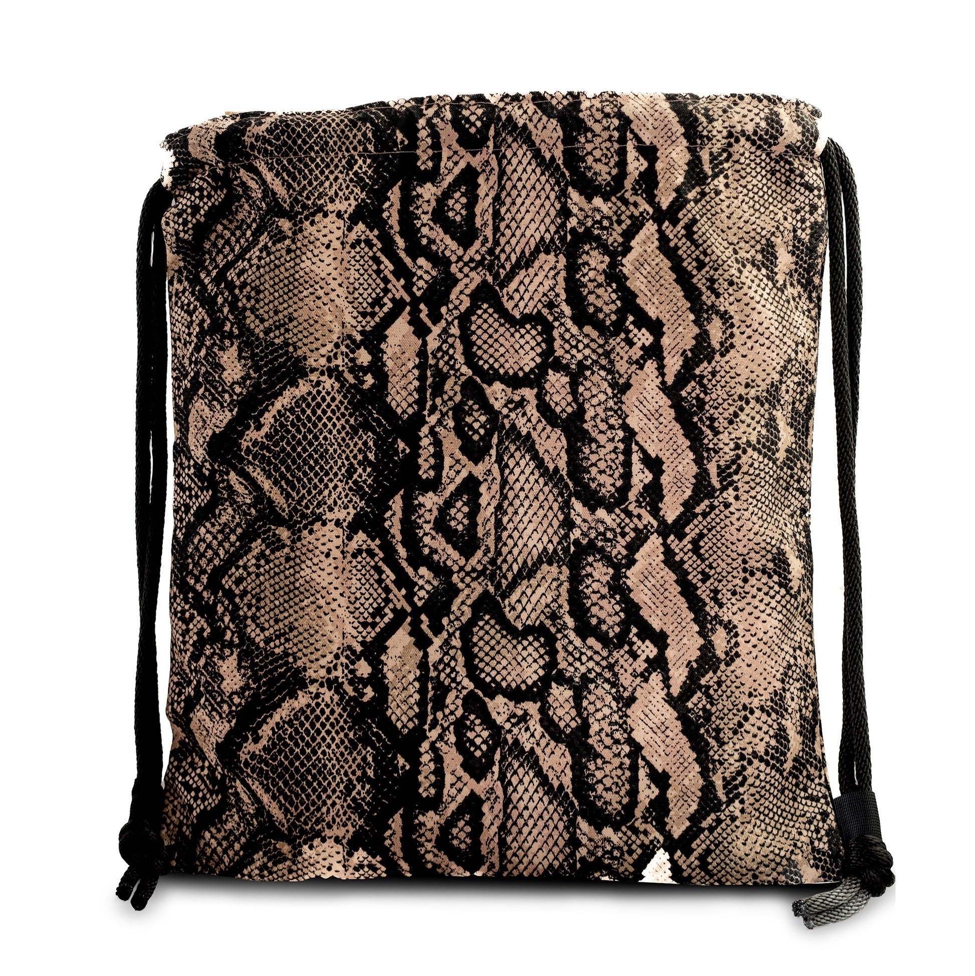 Pink & Black Snake Skin Print Drawstring Backpack - Niclordesigns 