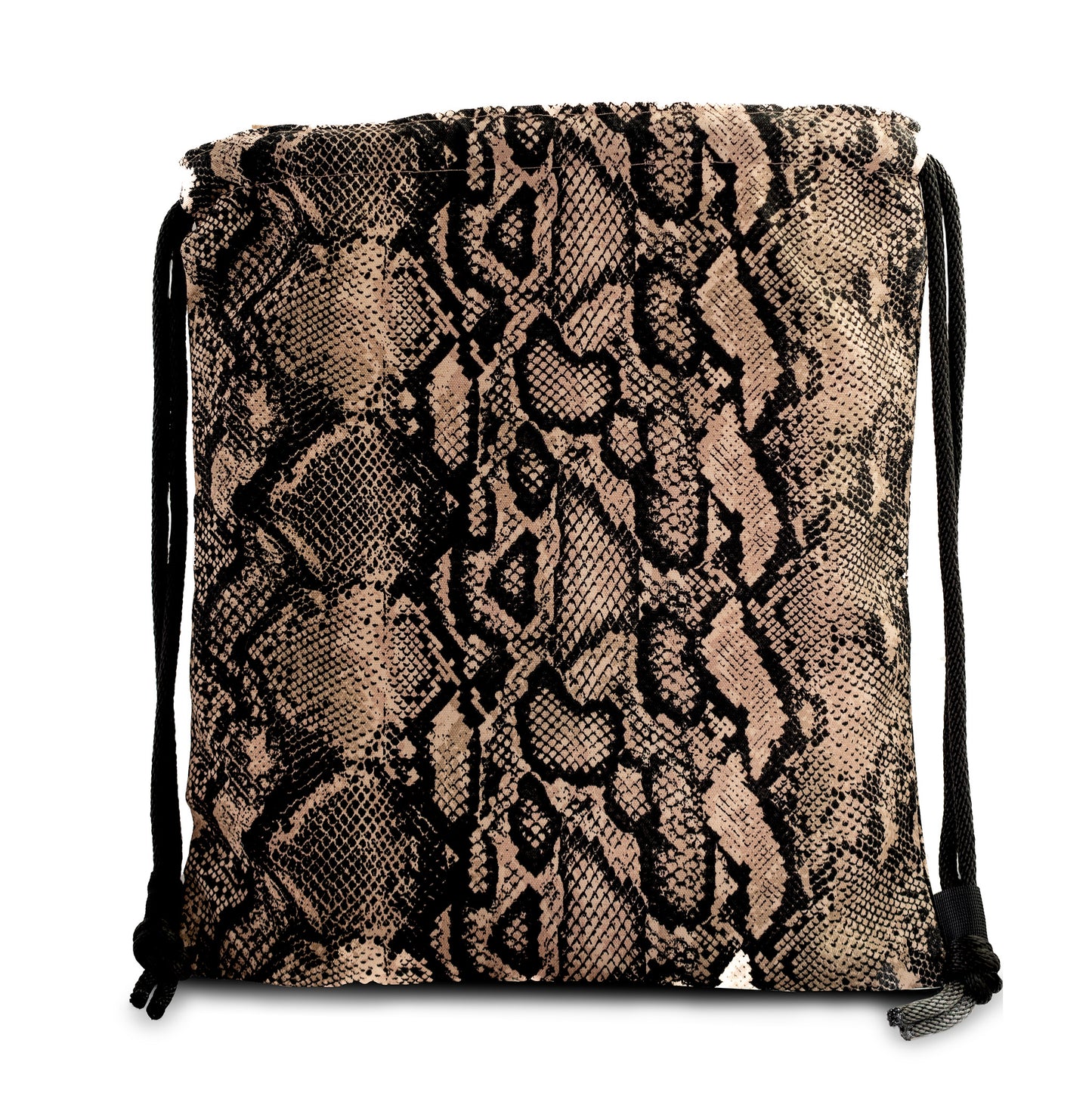 Pink & Black Snake Skin Drawstring Backpack