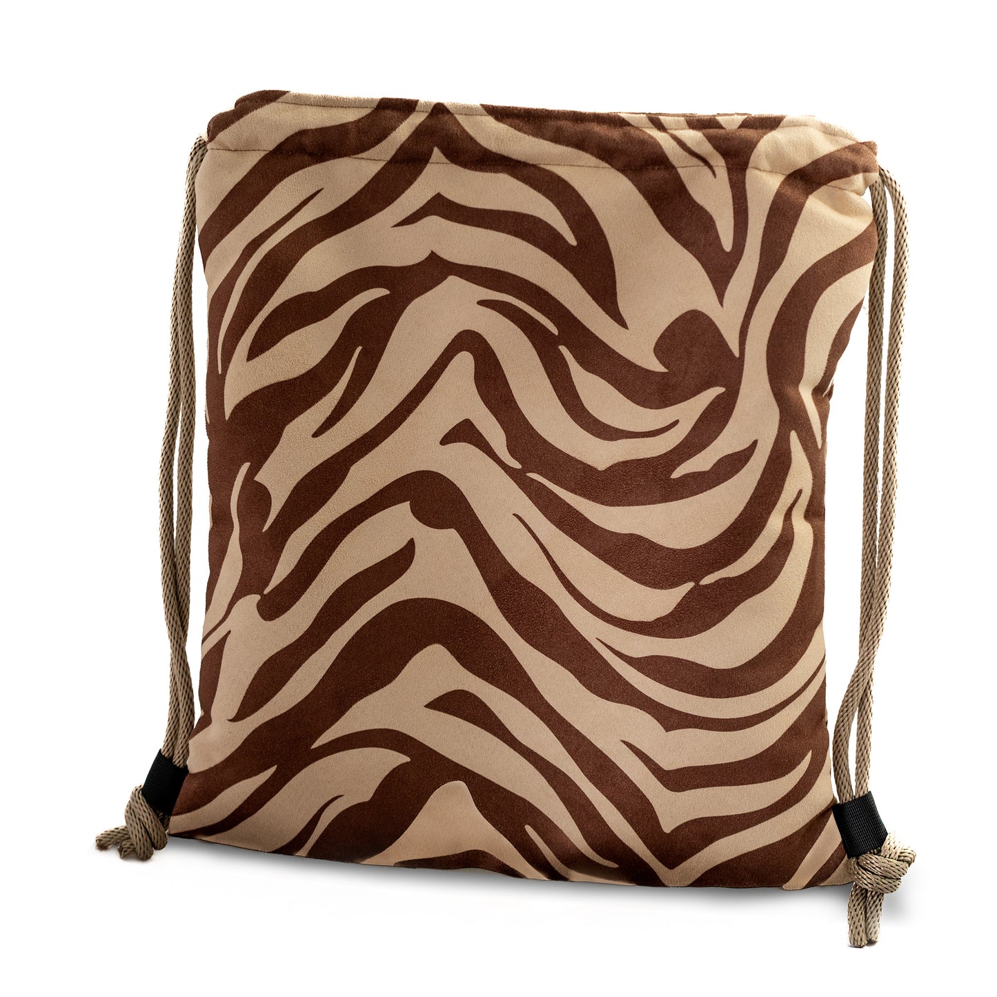 Brown & Tan Zebra Drawstring Cinch Backpack - Niclordesigns 