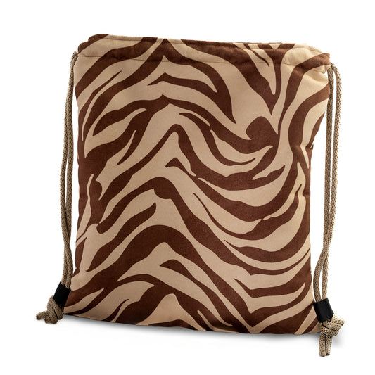 Brown & Tan Zebra Print Drawstring Backpack