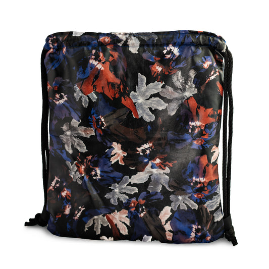Vegan Leather Floral Drawstring Backpack