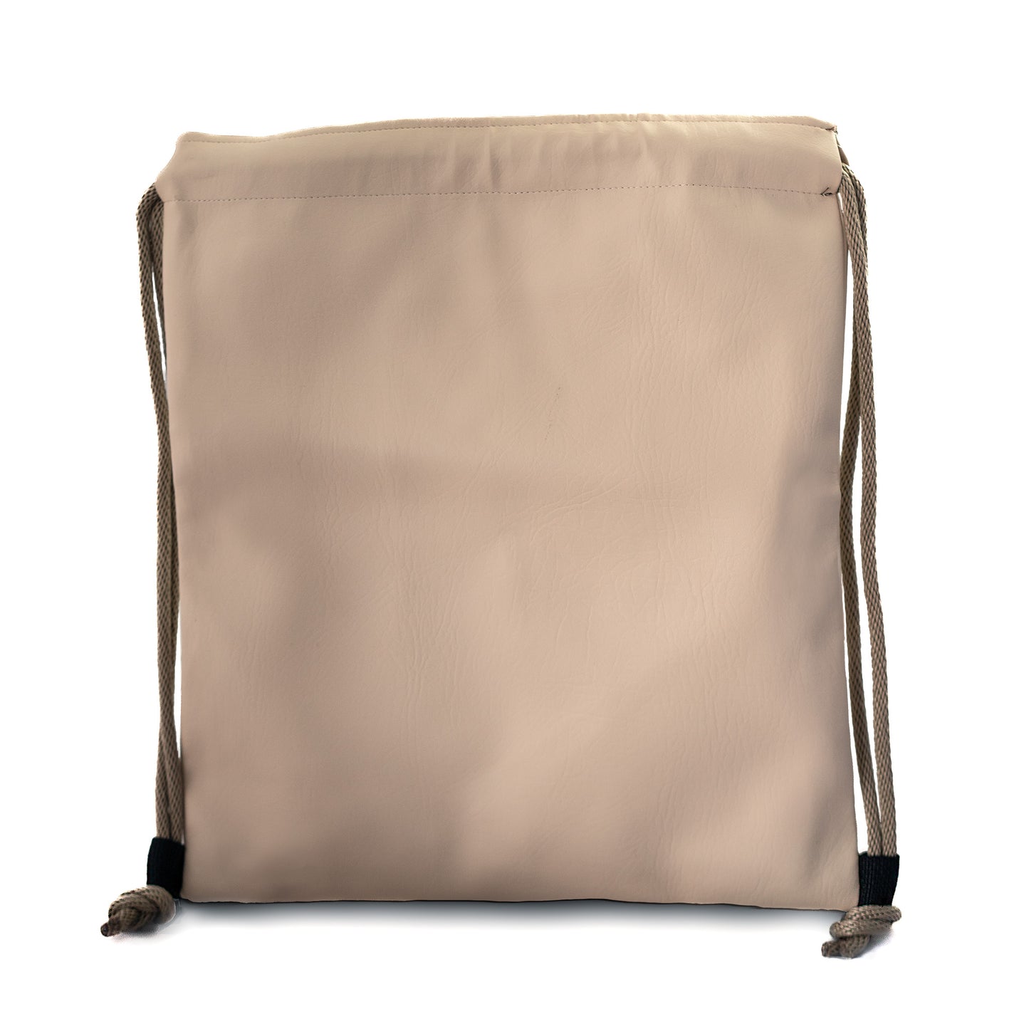 Vegan Leather Cream Drawstring Backpack