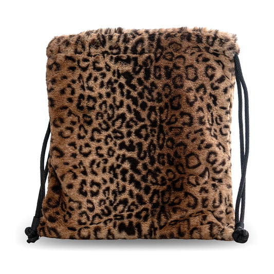 Cheetah Print Faux Fur Drawstring Backpack